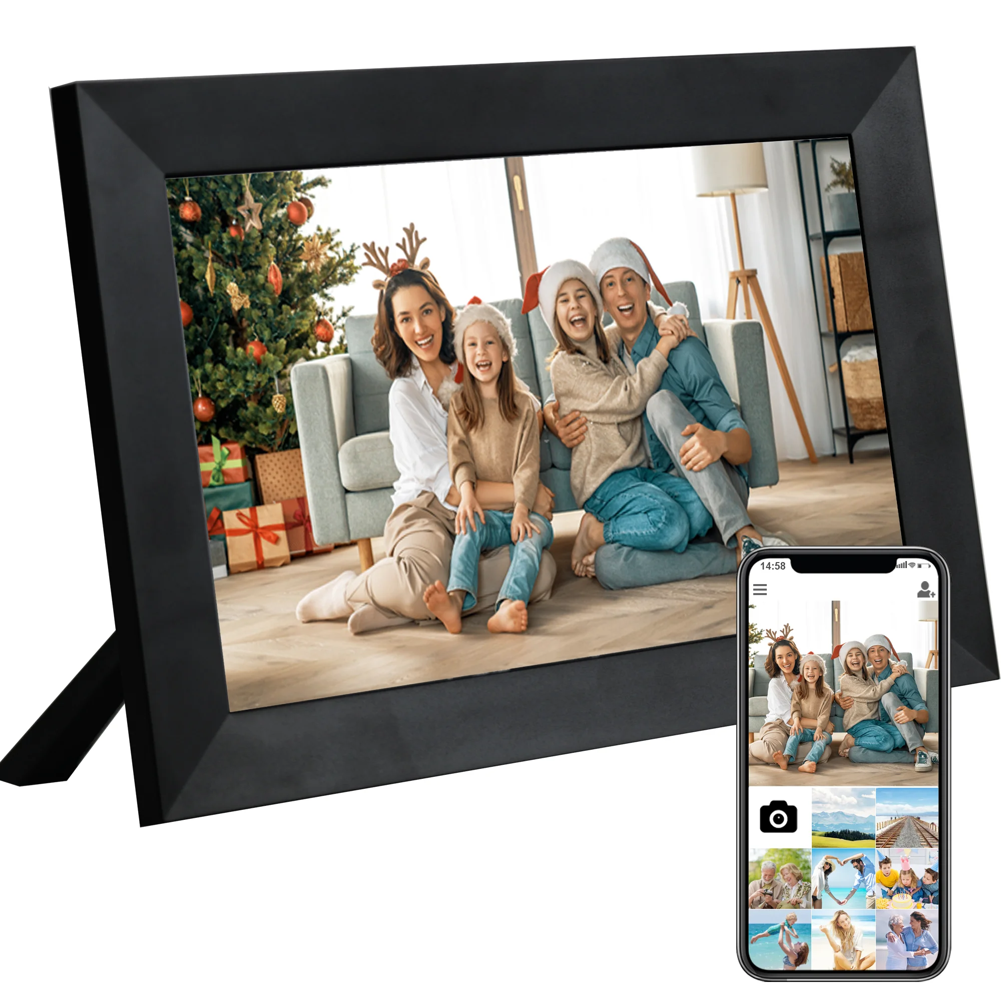 Veidoo WiFi Cloud Picture Frame 10 Inch 1080P IPS Touch Screen Digital Photo Frame with 32GB Memory Type C Port Frameo System