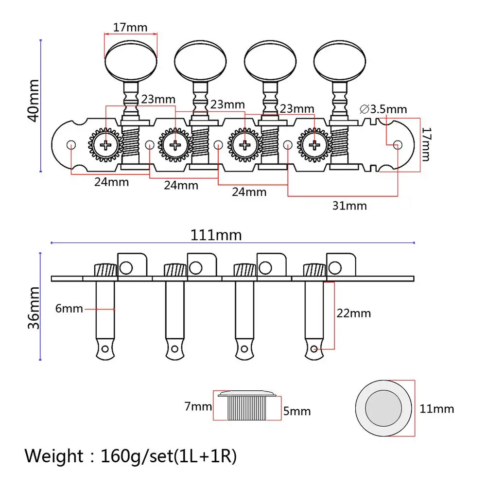 2 Pcs Guitar Tuning Pegs Classical Machines Screws Banjo Tuner Headstock Auto Button Acoustic