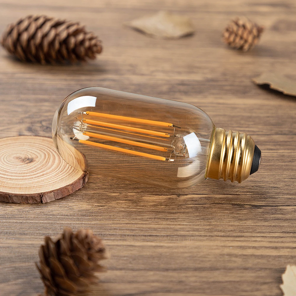 T45 Tubular Amber Vintage Led Bulb E27 220V 110V E26 Dimmable 4W 2200K 2700K Led Filament Wall Lamp Table Light Replace Bedroom