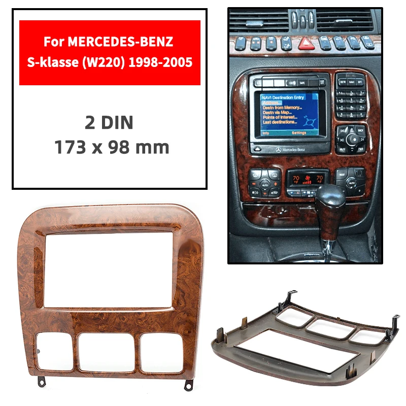 

Car Accessories of Fascia Panel Stereo Installation Kit Center Console Trim For Mercedes-Benz S W220 1998-2005 car model 2DIN