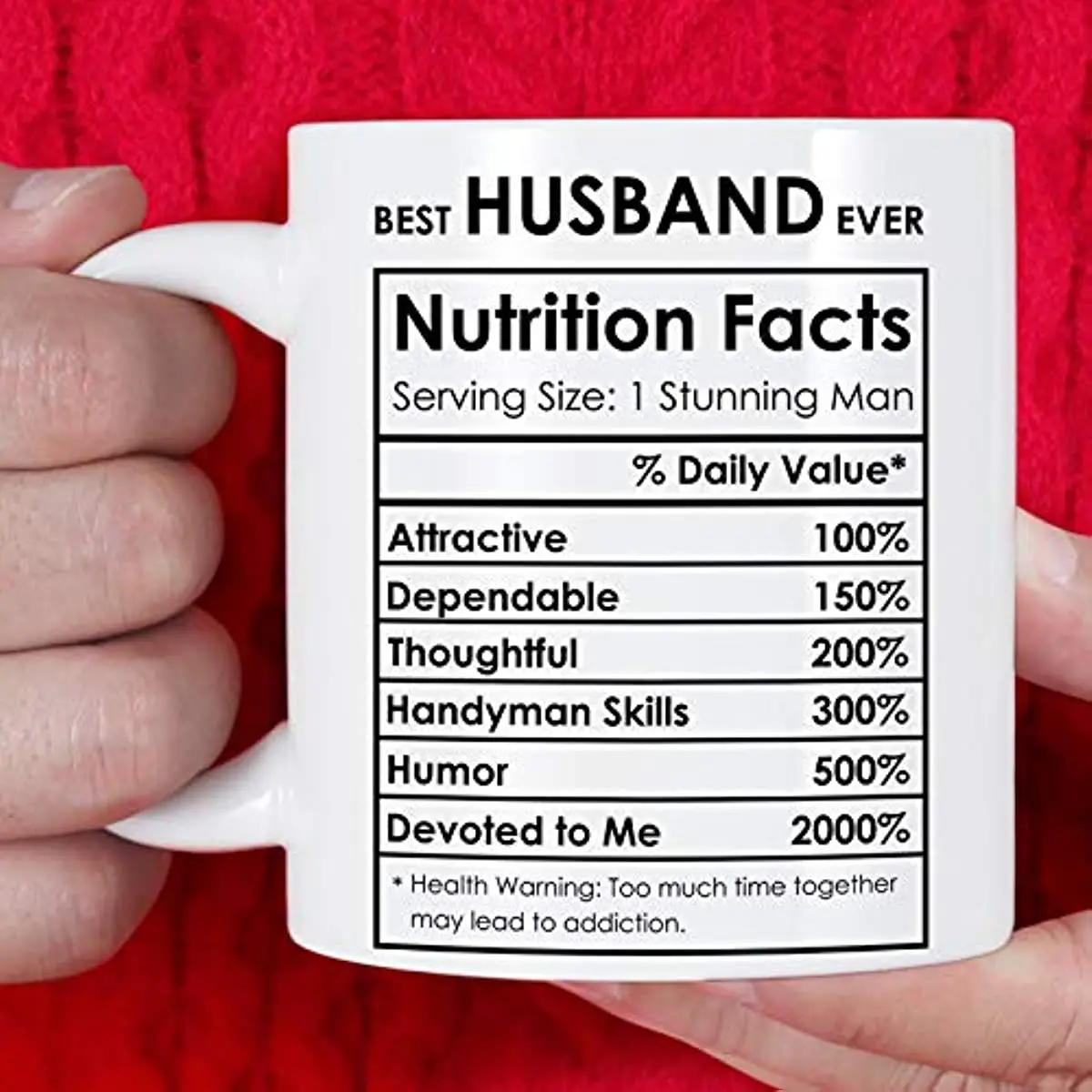 Best Husband Ever Gifts, Christmas Gift for Husband Coffee Mug, Birthday Gifts from Wife for Husband Nutrition Facts Mug