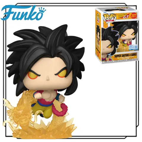 Original Funko Pop Plus #2077 Dragon Ball GT Super Saiyan 4 Goku with Dragon Fist Effect Base Figure Collectible Ornament Gift