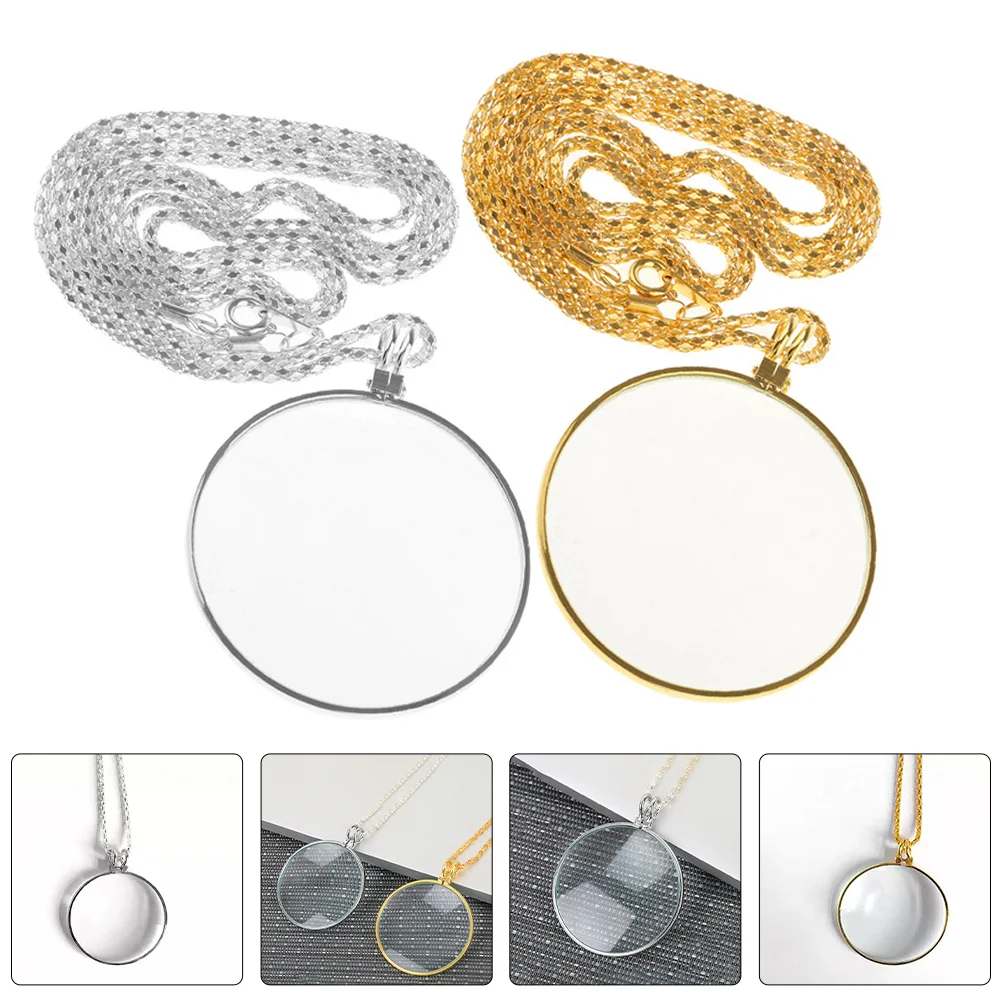 

2pcs Necklace Magnifier with 5X Magnification Portable Hanging Magnifying Glass Magnifier for Reading Books Crafts for Elderly