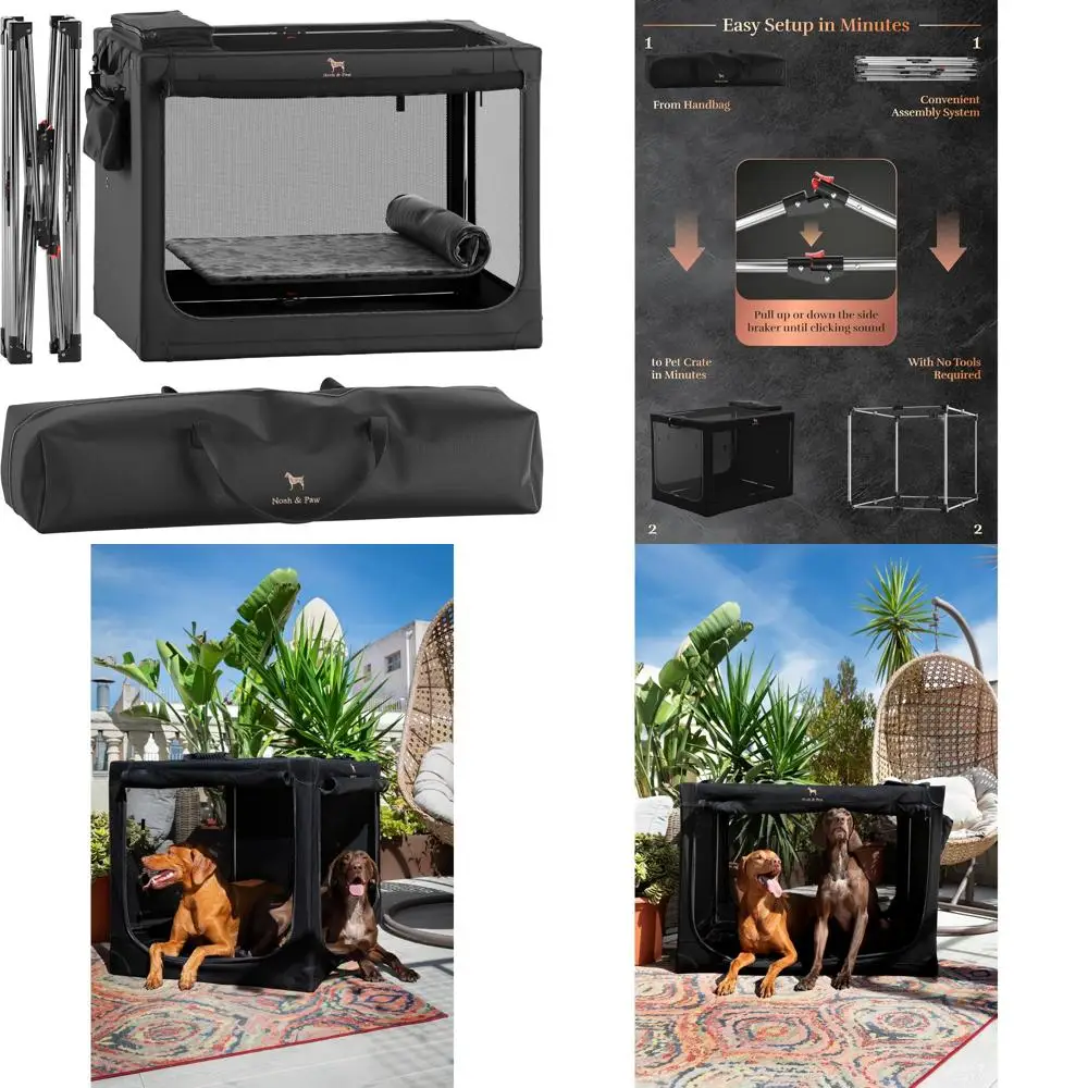 

Noah & Paw Expandable Dog Crate - 42 Inch Extra Large Travel Cage for Large and Extra Large Breeds, Complete with Pet Bed