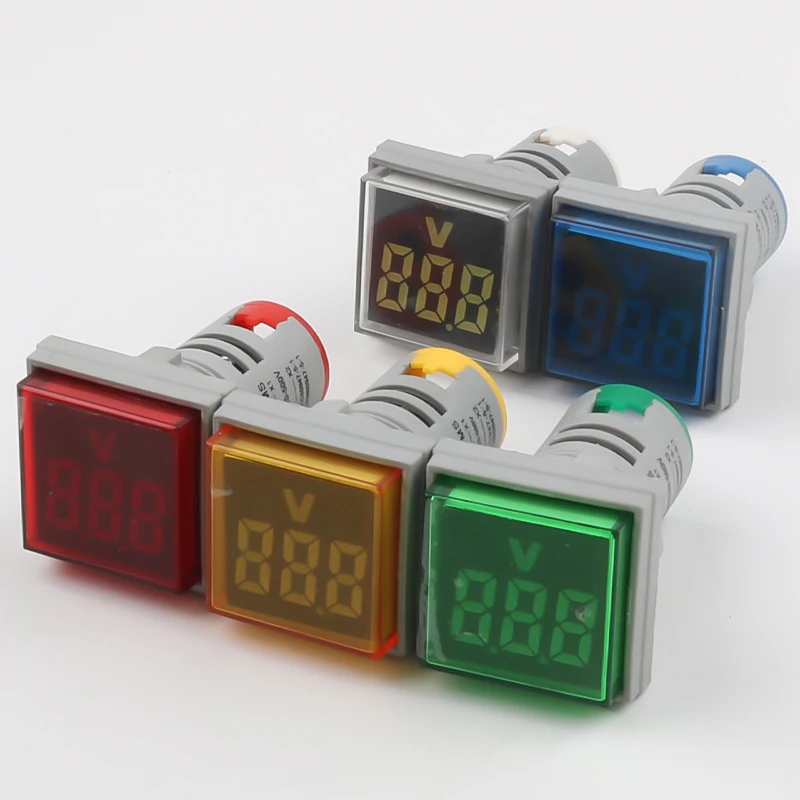 Mini Voltage Meter 22MM AD16 AD16-22VMS Type AC 20-500V LED Digital Display AC Square Voltmeter Indicator Light/Pilot Lamp