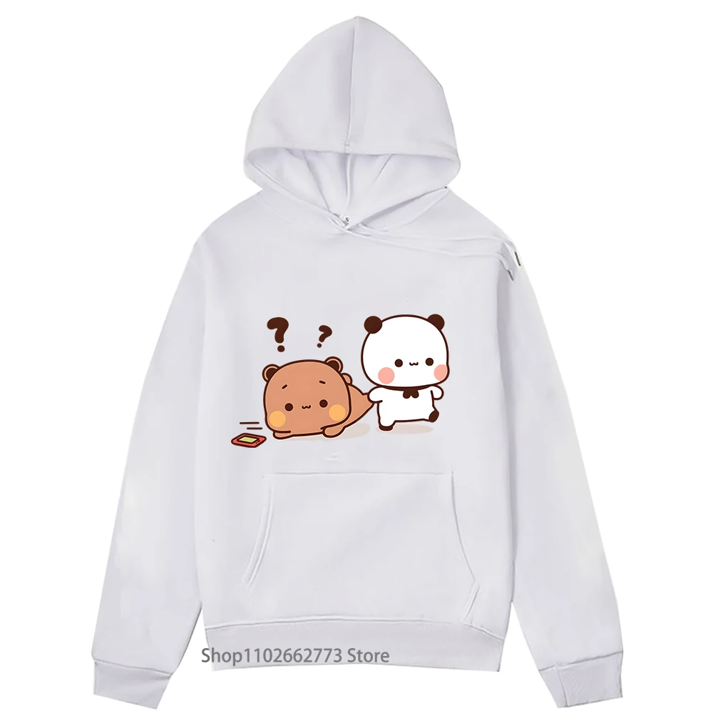 Panda Bear Graphic Hoodies Cartoon Bubu and Dudu Sweatshirt Girls Kawaii Print Pullover Women Casual Plus Size Streetwear