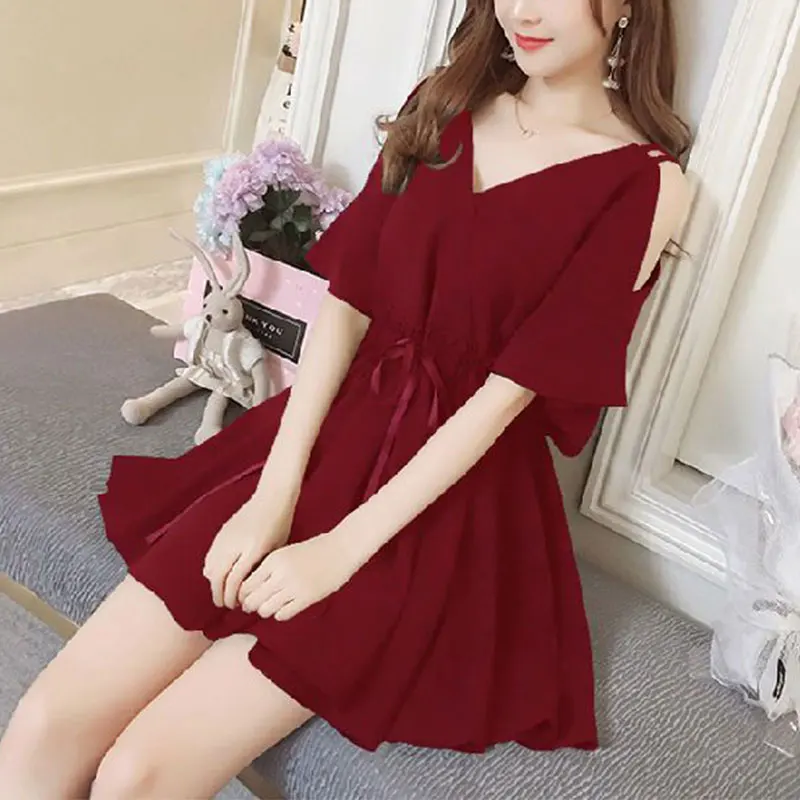 Women's Sexy V-Neck Camis Dress, Summer Fashion, Monochromatic, Casual, Temperament, A-line Skirt, Elegant Clothes, Trend