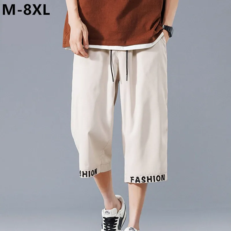 

Капри Брюки длиной до икры Шорты Мужские свободные летние прямые повседневные брюки для мальчиков размера плюс 6XL 8XL Популярные армейские зеленые черные мужские брюки