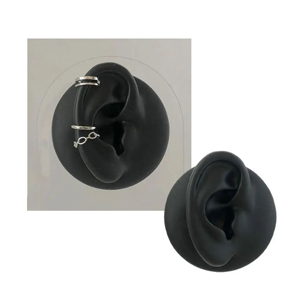 نموذج ثقب الأذن من السيليكون الأسود المرن لعرض الأذن لترصيع الأذن وتدليك ASMR ودعم النوم #4