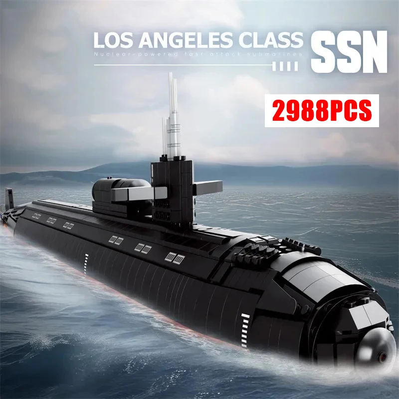 33049 2988pcs Military Los Angeles-class SSN Building Blocks Assembling MOC Nuclear Submarine Bricks Children\'s Toys Gift Set