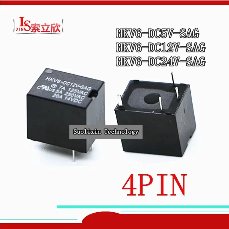 10PCS/LOT  New Auto Relay  HKV6-DC5V-SAG  5V  HKV6-DC12V-SAG  HKV6-DC24V-SAG 24VDC  HKV6 DC12V SAG HKV6DC12VSAG  5V 12V 4PIN 20A