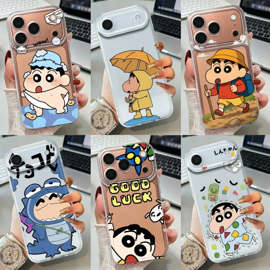 Coque pour iPhone 17 Pro Max XR 12 Mini 17e 14 Plus 16Pro 11 Pro XS Max 13 Air 15, Housse de téléphone souple Shin-Chan Playful Boy