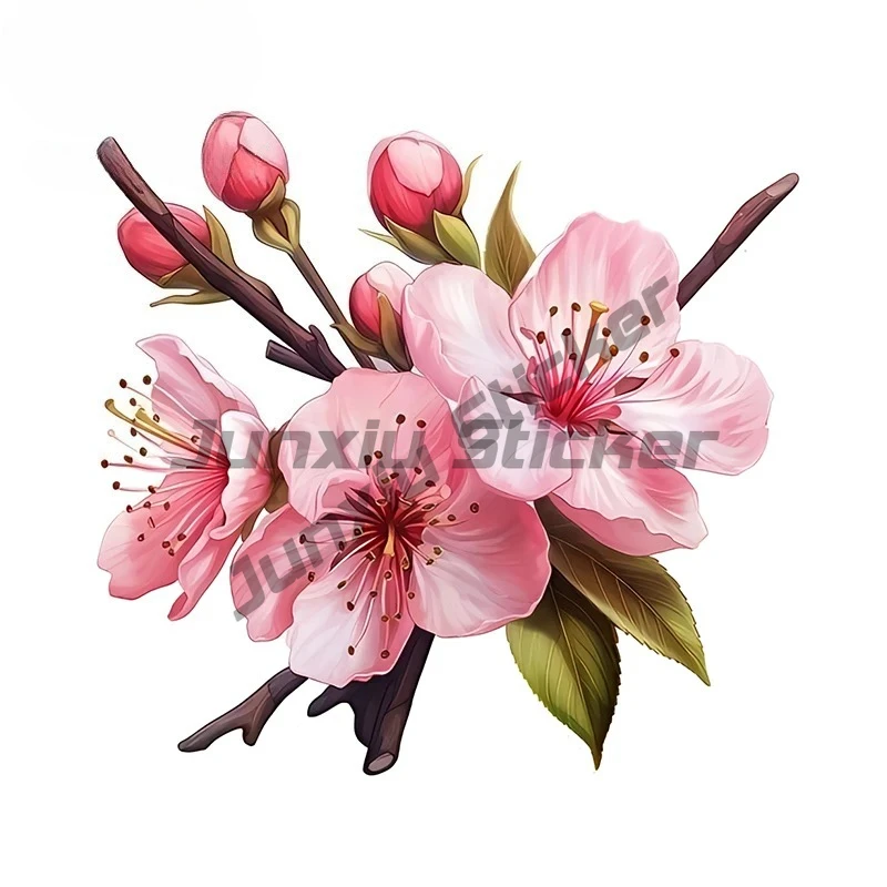 Pink Sakura Artstic Car Stickers Awsome Flowers Item Graphics Helmet Laptop Decals Simple Fashion Camper Accessories