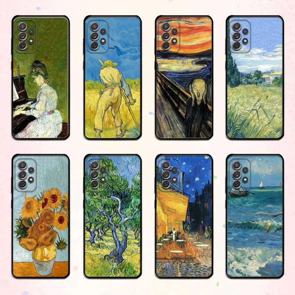 

Vincent V-Van Gogh Oil Painting Phone Case For Samsung S 25,24,23,22,30,21,10,9,Ultra,Plus,Lite,FE,4,5 G Soft Black Case