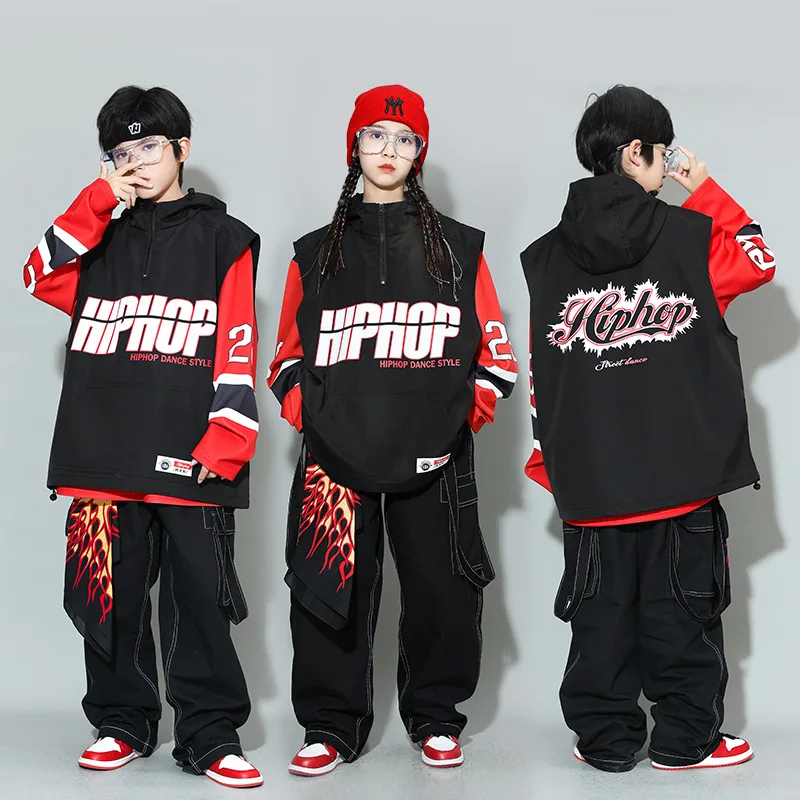 Korean Children Hip-hop Costumes, Boys Performance Costume, Skateboarding Rehearsal Costume, Cheerleading Suits
