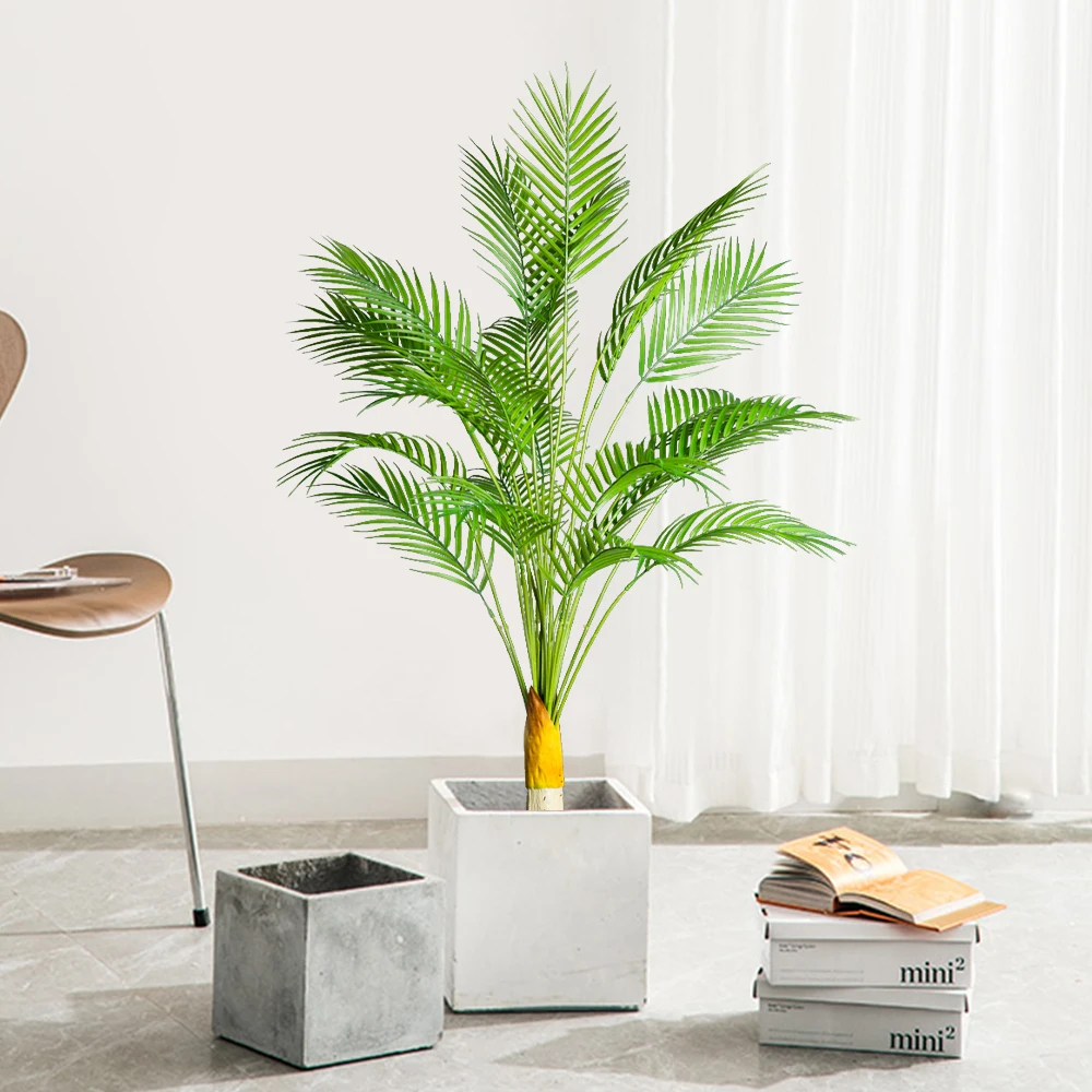 50-120cm große künstliche tropische Pflanze gefälschte Palmblätter Kunststoff grüner Kokosnuss baum Zweig für Büro Hotel Hausgarten Dekor – Detail 4