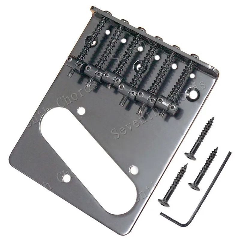 Ein Satz schwarzer, silberfarbener Top-Load-Sattel-Hardtail-Saitenbrücken für E-Gitarren-Musikinstrumentenzubehör – Detail 2