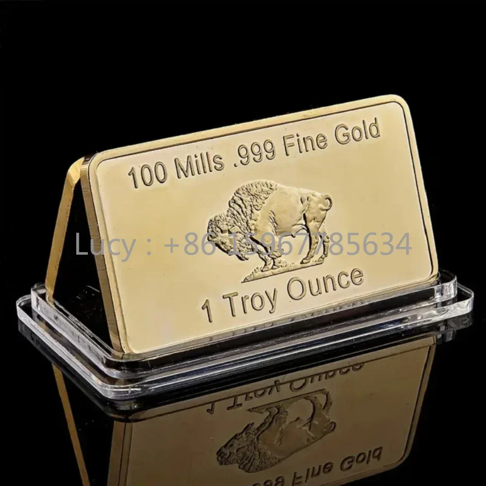 HOT Gold Plated Bullion Beauty Bar United States Of America 1 Troy Ounce Replica Gold Clad Buffalo Bar 100 mil dollars nugget