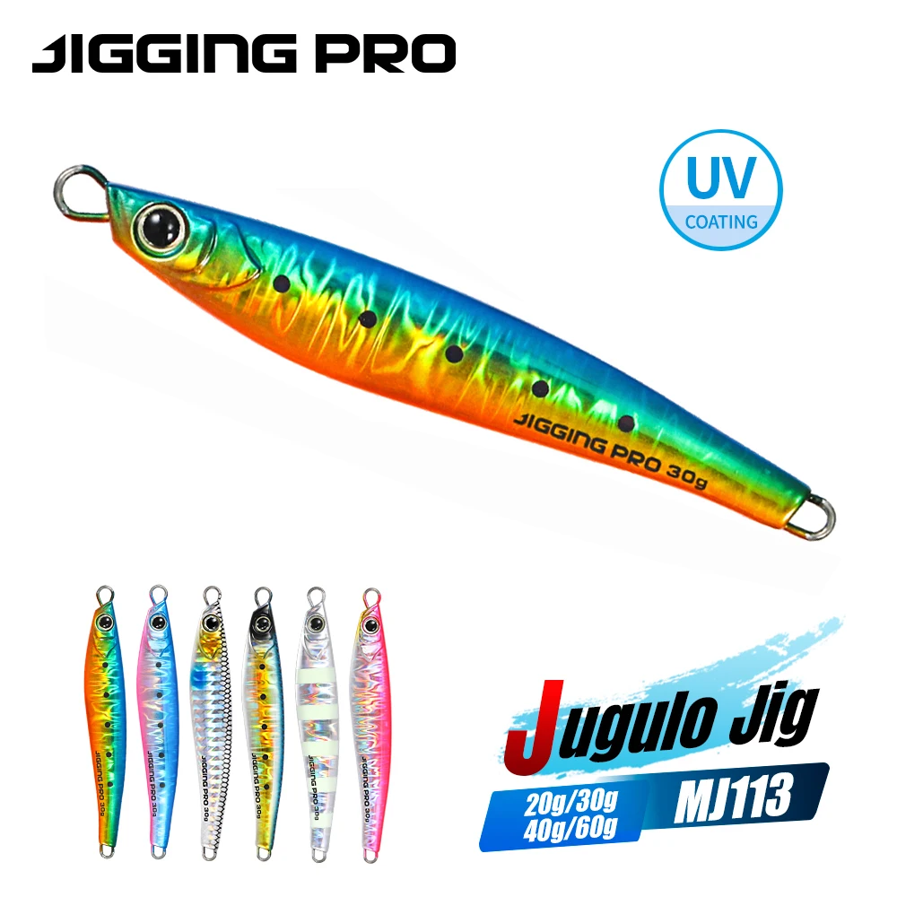 JIGGING PRO Jugulo Jig 15g 20g 30g 40g 60g Shore Casting Metal Jig señuelo de pesca de agua salada para lubina aparejos de cebo Artificial