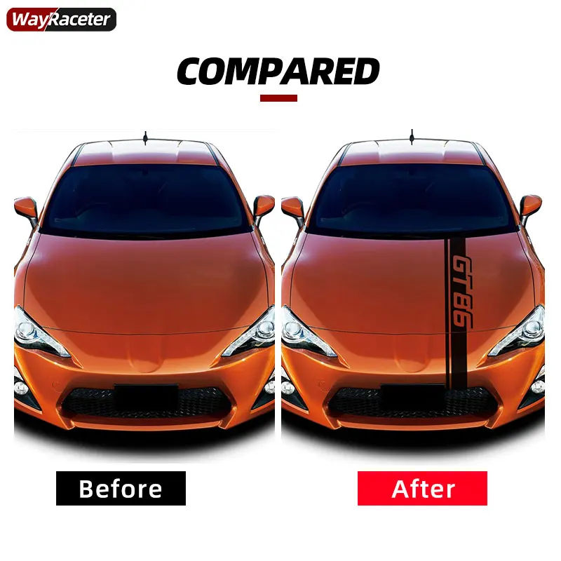 3 Pcs Car Hood Decal Racing Sport Engine Cover Door Side Stripes Skirt Stickers For Toyota 86 GT86 2012-2021 Accessories