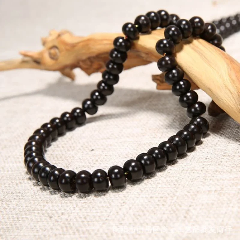 Natural Old Indonesian Material Coconut Pedicle Beads Bracelet108Apple round Barrel Beads Melon Beads round Beads Black Coconut