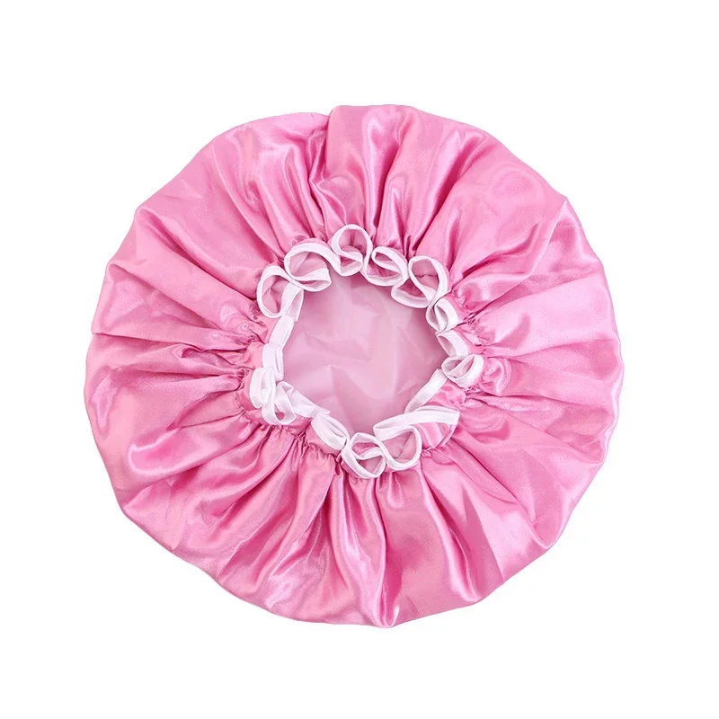 Toucas de cabelo de cetim para mulheres dormindo, gorros de banho, camada dupla ajustável, capa de chapéu, acessórios de estilo de cabelo encaracolado