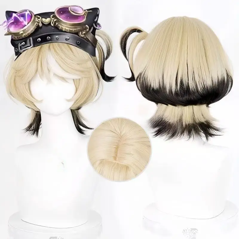 Yellow Black Gradient Cosplay Wig for Identity V Mechanic Tracy Reznik Imitation Scalp Top Heat Resistant Fiber Anime Wig
