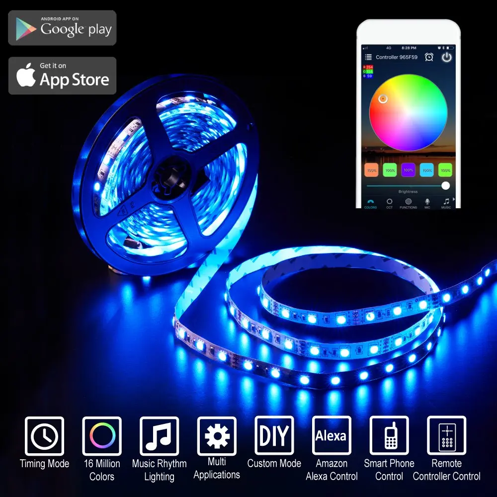 WIFI RGB LED Strip Controller con adattatore di alimentazione 12V 1A Music Sound controllo Smartphone AC220V spina EU/US/UK/AU per luce LED RGB