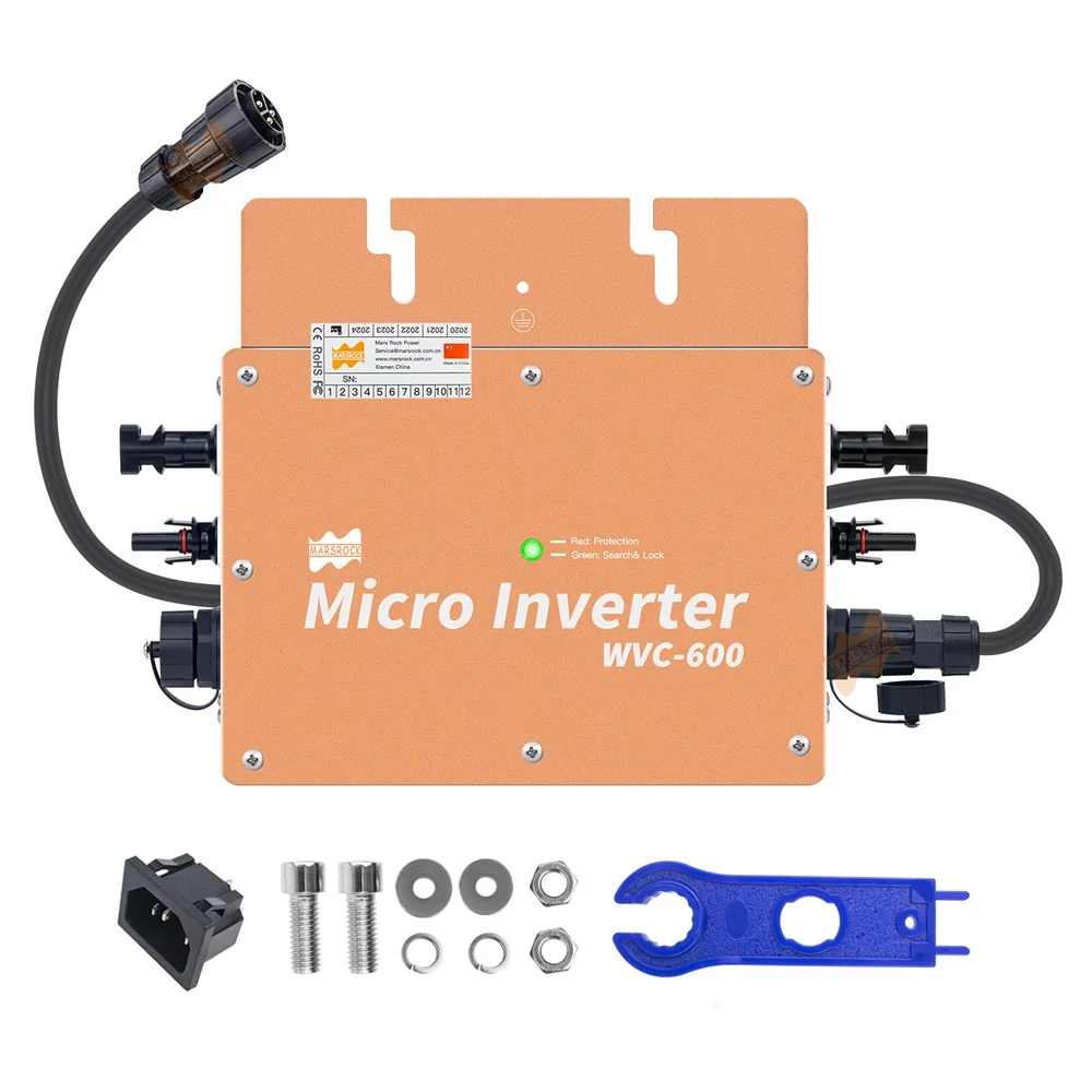 600W 120VAC/230VAC MPPT Solar Grid Connected Micro Inverter, 20-50VDC Can Connect 2 300W Solar Panels, New Household Inverter