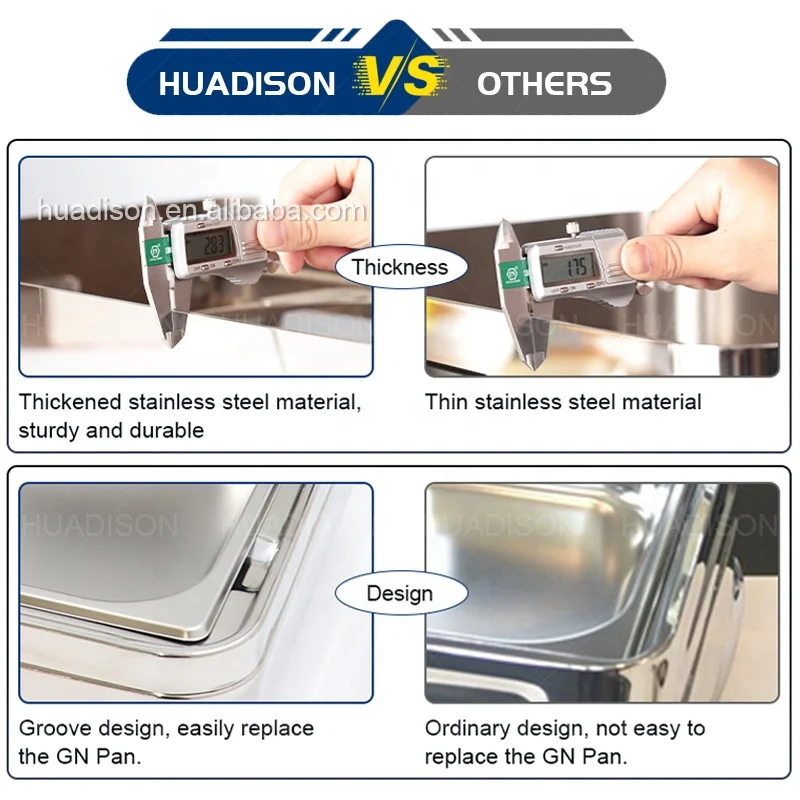 Huadison Gold Round Chafing Dish Stainless Steel Restaurant Catering Buffet Food Warmer Supplier Factory Direct Chafer Set - view 4