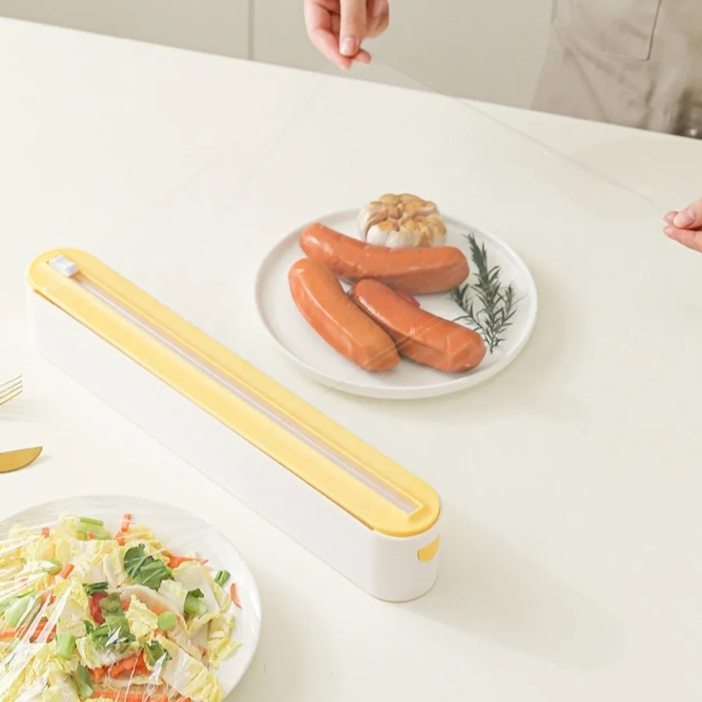 Durable Wrap Dispenser Magnetic Smooth Cutting Food Cling Film Dispenser Easy Install Portable Stretch Film Cutter Countertop