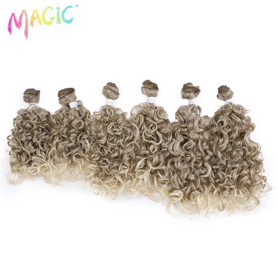 

Magic Synthetic Hair 18 20 22 inch 6pcs Deep Wave Hair Bundles Ombre Brown High Temperature Fiber Weave Hair Extensions