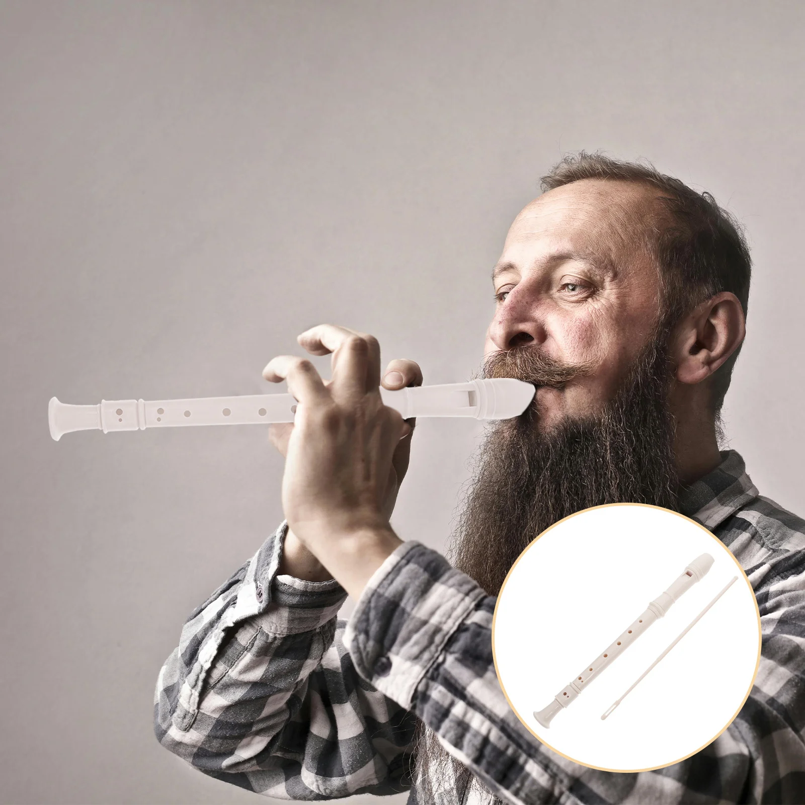 

8 Hole Soprano Recorder Flute White Cleaning Rod Ideal Beginners Adults Musical Performances Flutes Instruments