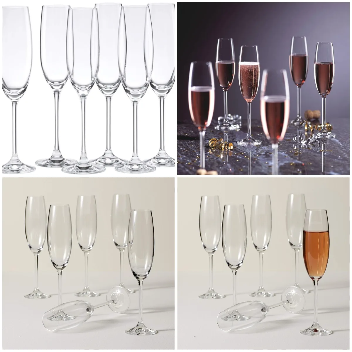 

Tuscany Classics 8 oz Champagne Flutes, 6-Piece Set, Clear Glass, Dishwasher Safe, Wedding & New Year's Decor
