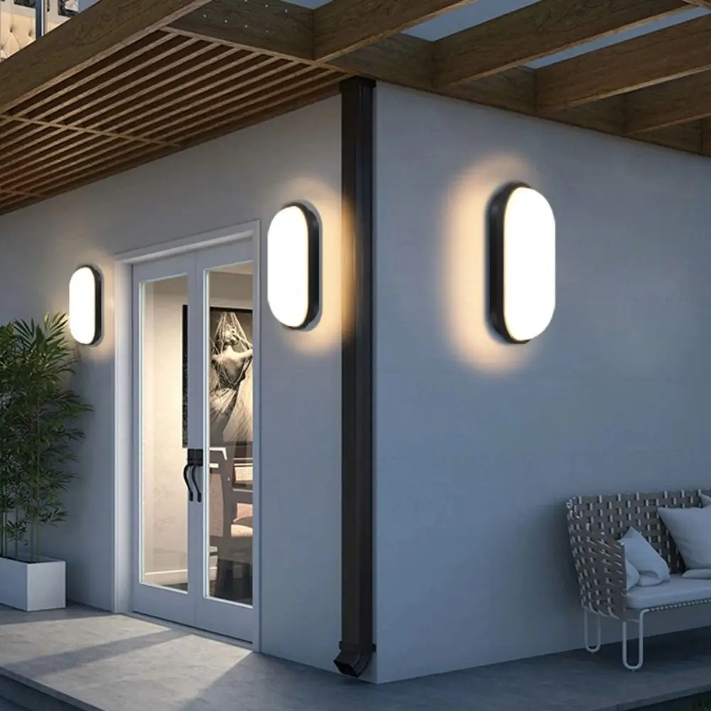 

15W Outdoor LED Wall Lamp Garden Porch Surface Mounted Oval Sconce Lighting Bathroom Moistureproof Ceiling Light 110V 220V