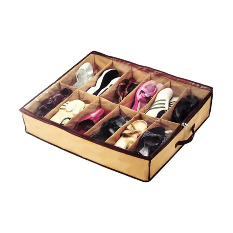 Nonwoven Transparent Creative Shoe Cabinet Dust-proof 12 Cases Shoes Storage Bag Organizer Holder Box Under Bed Closet