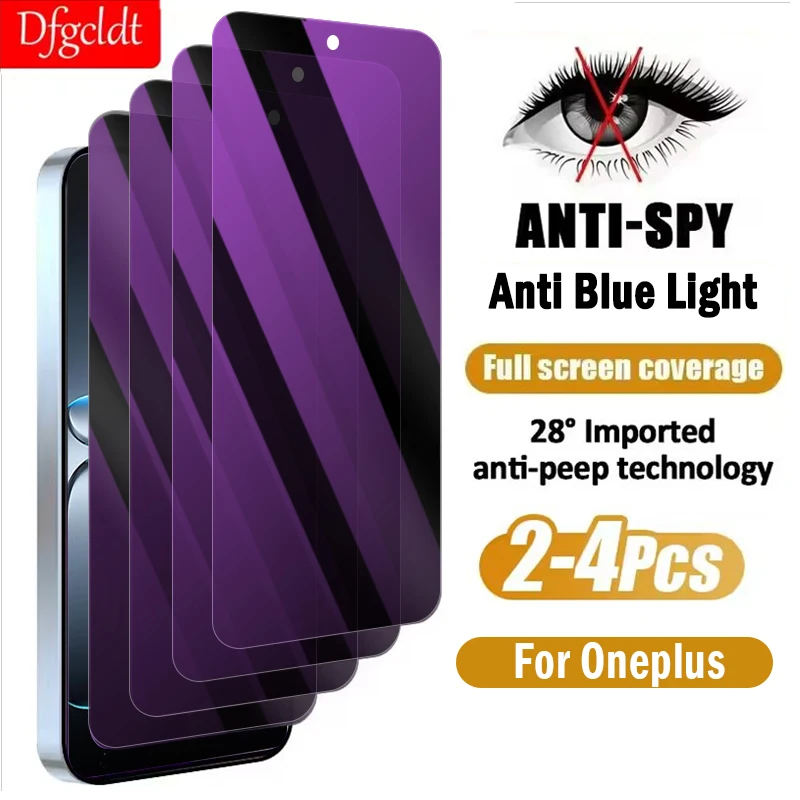 

2-4Piece Anti Blue-ray Privacy Tempered Glass for OnePlus Nord 5 4 3 2 2T Screen Protector for 1+Nord CE5 CE4 CE3 CE2 Lite 5G