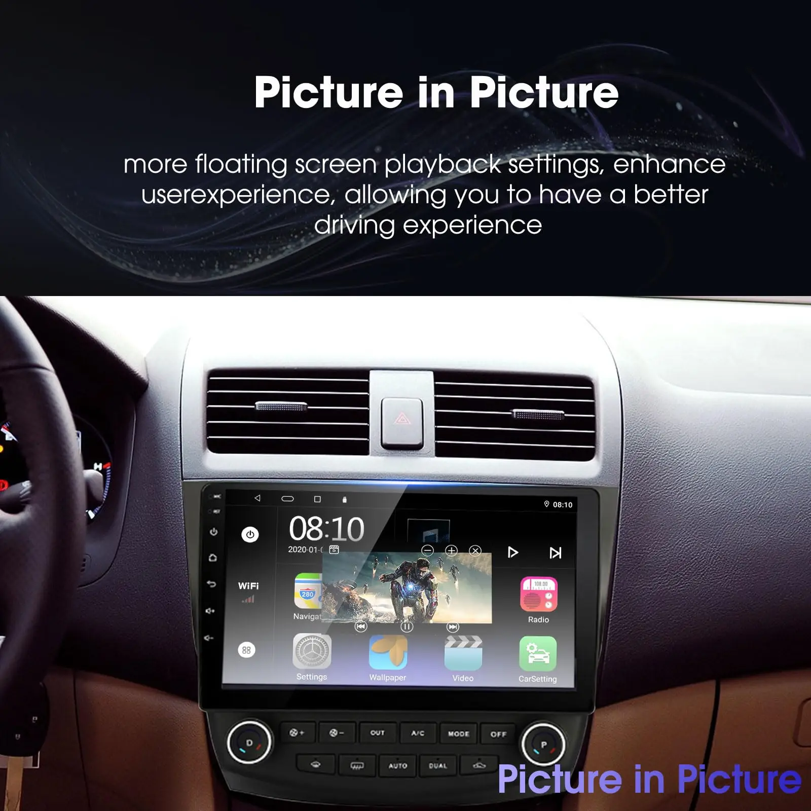 ANYFAR Android Car Stereo for Honda Accord 7th 2003-2007, 10" Touch GPS Navigation, Built-in CarPlay/Android Auto, FM 2G+32G - Image 4