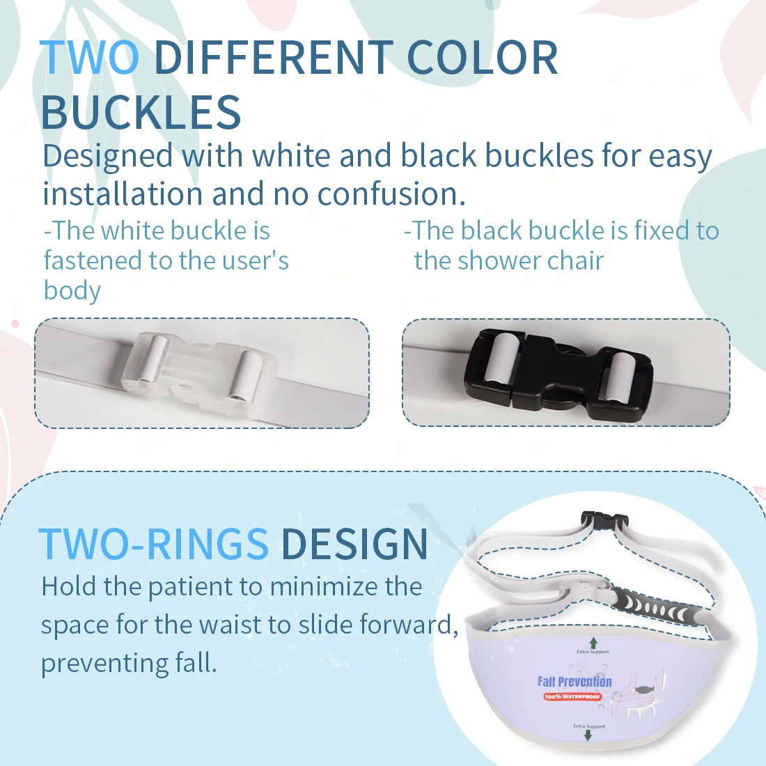 

Регулируемый водонепроницаемый стул для душа Ehucon с ремнями, противоскользящий, с быстрой фиксацией, устойчивая поддержка для купания пожилых людей и использования в домах престарелых