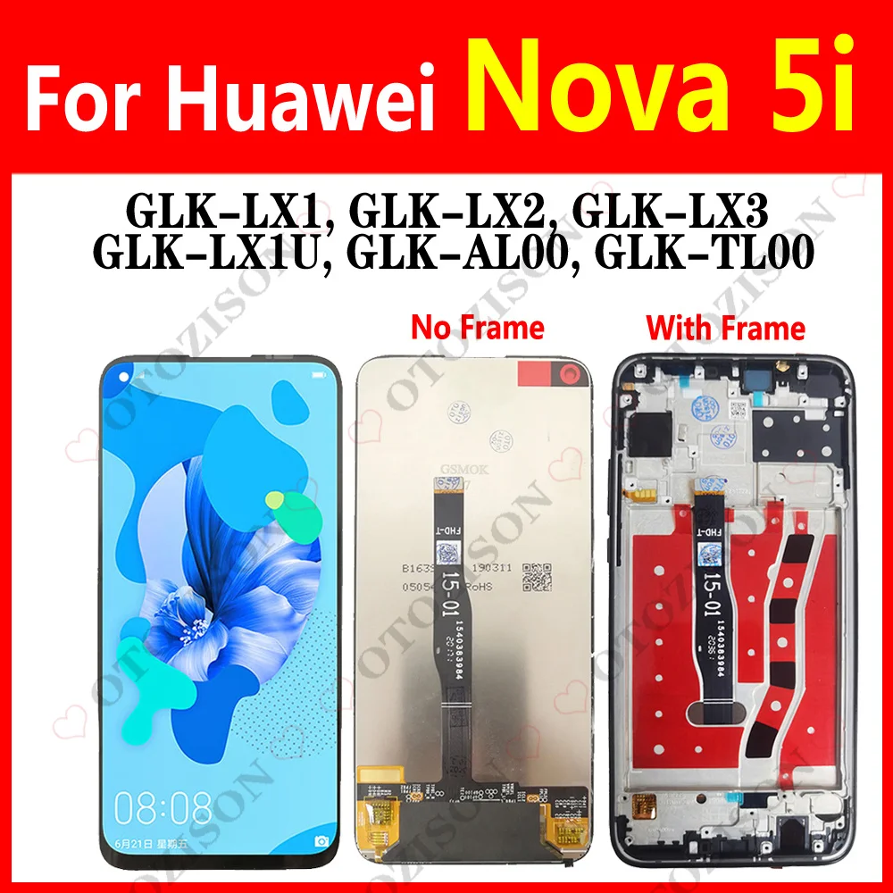 

6.4" LCD For Huawei Nova 5i LCD With Frame GLK-LX1 GLK-LX2 GLK-LX3 Display Touch Screen Digitizer Assembly Nova5i Replacement