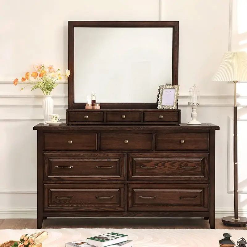 

American solid wood dresser simple and old retro style bucket cabinet