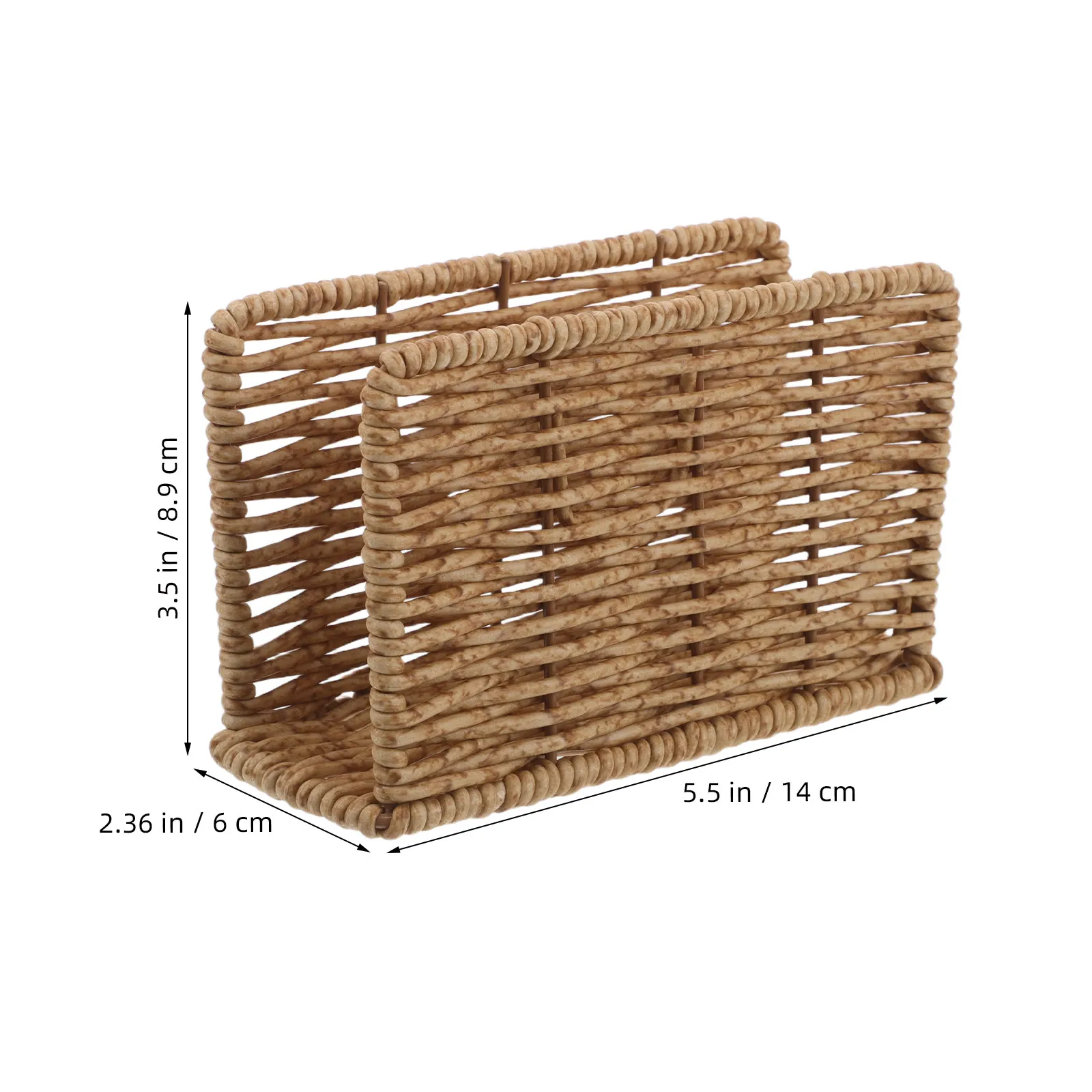 Hand Woven Imitation Rattan Napkin Holder Stand for Table Modern Farmhouse Dining Room Decor Sleek Stable Standing Paper Napkin - view 3