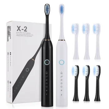 Image Electric Toothbrush For Adults Powerful Sonic Teeth Whitening 6 Cleaning Modes 4 Replacement Brush Heads USB Charging Waterproof