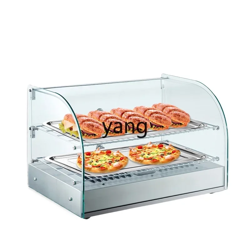 YJQ glass display deli cabinet egg tart burger fried chicken fried food curved desktop insulation cabinet