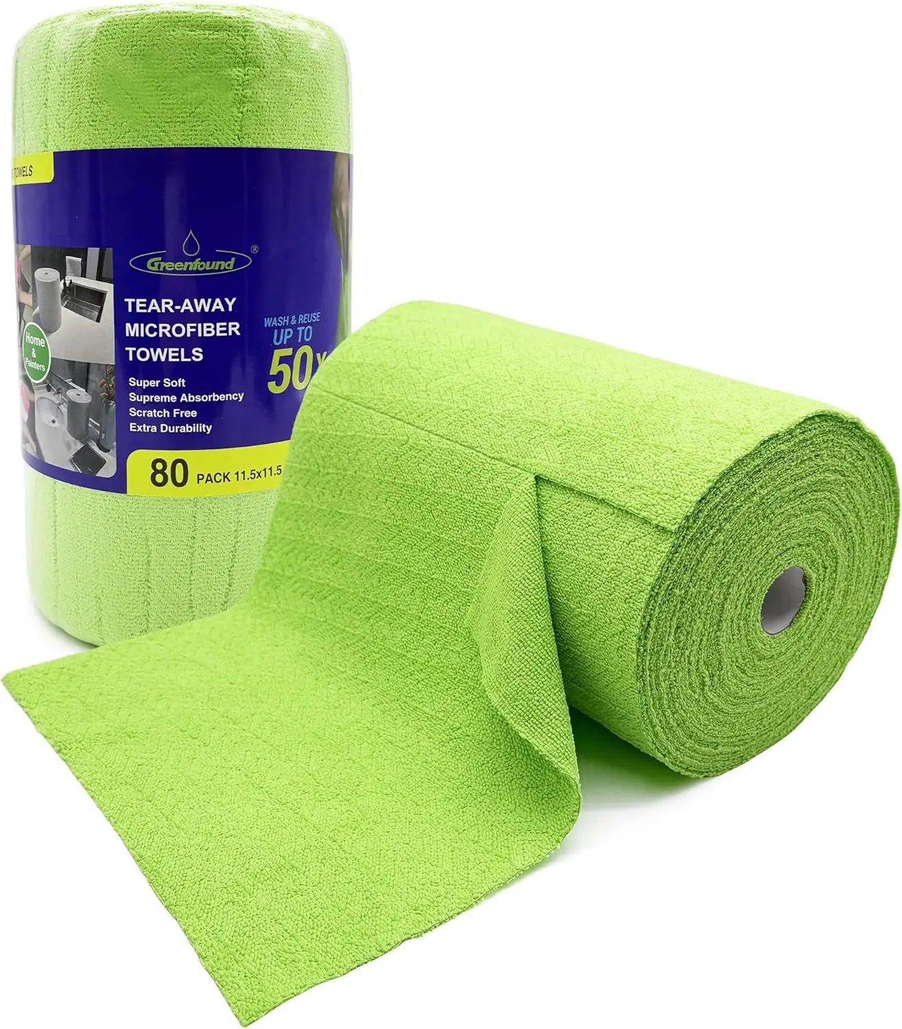 

Microfiber Cleaning Cloth Roll -80 Pack,Tear Away Microfiber Towels for Car,Reusable Paper Towels