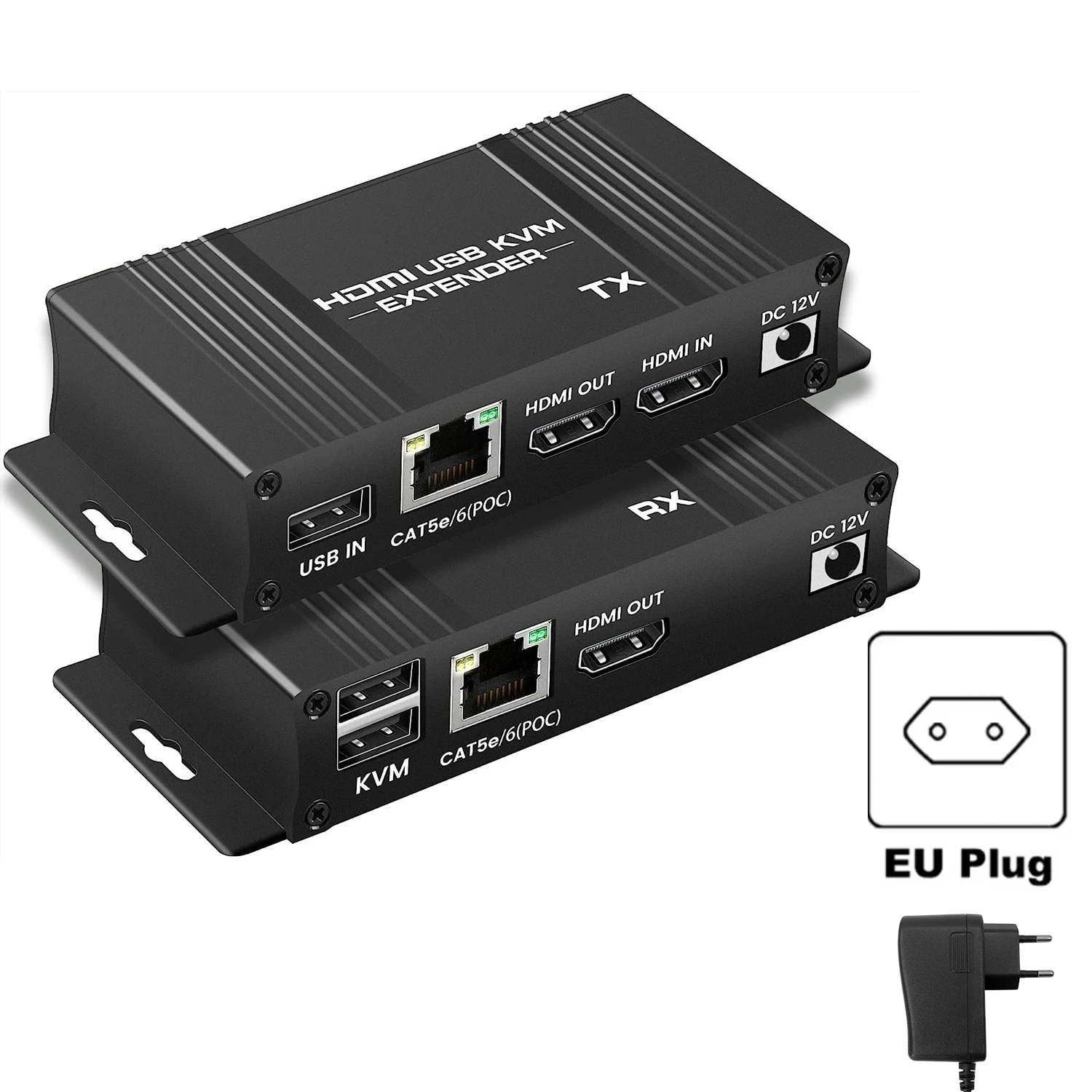 HDMI KVM Extender 60m over Ethernet Cat5e/6 1080P Extender KVM USB POC-kabel HDMI Loop Extender splitter voor muis Toetsenbord PC