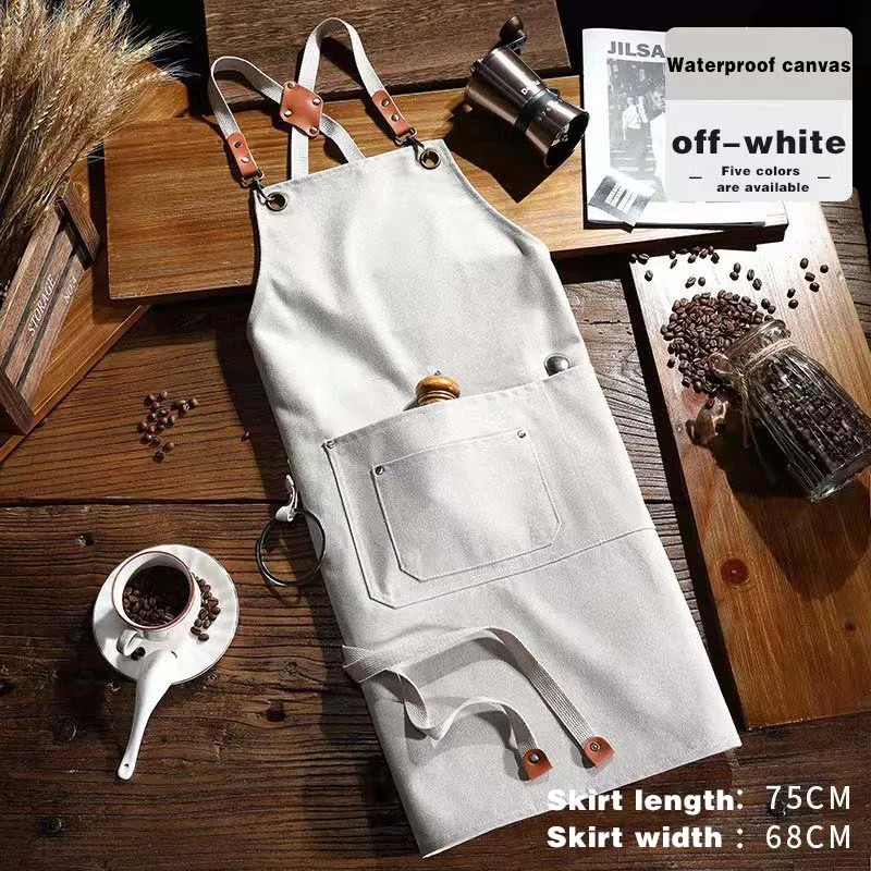 Custom Embroidery Printed LOGO Thickened Coffee Shop Wear Resistant Gardener Hairdressing Barista Packet Waterproof Long Apron