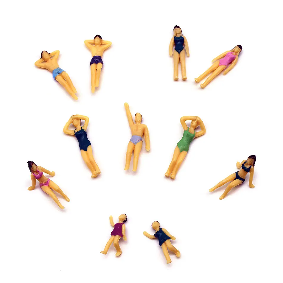 Scale 1:50/75/100/150 Miniature Swimming People Model Painted Figures Diorama Kits Diy Seabeach Scene Layout Materials 30Pcs/Lot