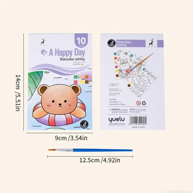 D5BB 여행 친화적 인 그리기 종이 책 어린이를위한 종이 책은 사전 페인트 수채화를 포함합니다.