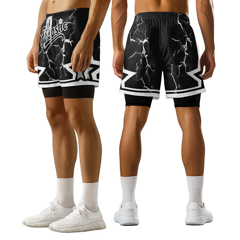 

2024 New Original design Summer Star Letters 3D Premium Print Casual trend Sports letters High Street skate camo shorts